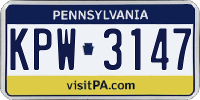 PA license plate KPW3147