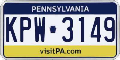 PA license plate KPW3149