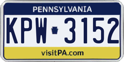 PA license plate KPW3152