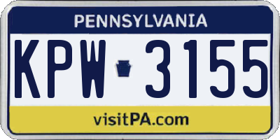 PA license plate KPW3155