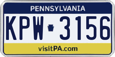 PA license plate KPW3156