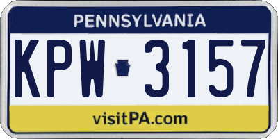 PA license plate KPW3157