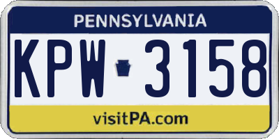 PA license plate KPW3158
