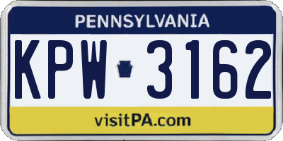 PA license plate KPW3162