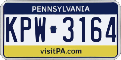 PA license plate KPW3164