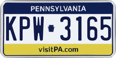 PA license plate KPW3165