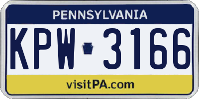 PA license plate KPW3166