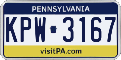 PA license plate KPW3167