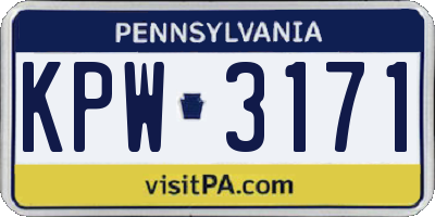 PA license plate KPW3171