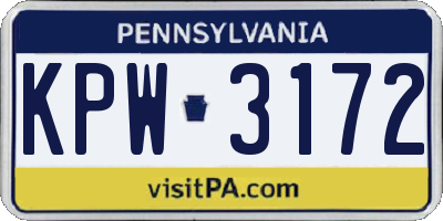 PA license plate KPW3172