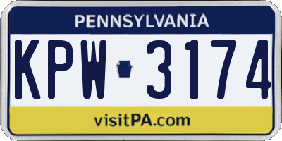 PA license plate KPW3174