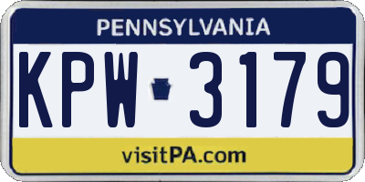 PA license plate KPW3179