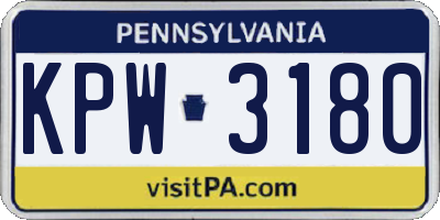 PA license plate KPW3180