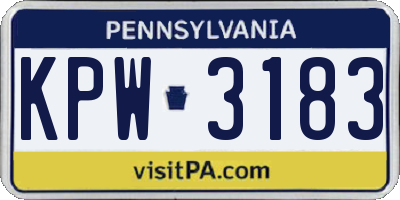 PA license plate KPW3183