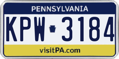 PA license plate KPW3184