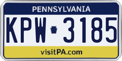 PA license plate KPW3185