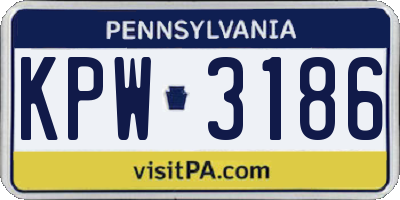 PA license plate KPW3186