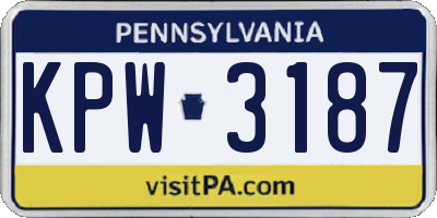 PA license plate KPW3187