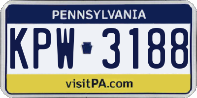 PA license plate KPW3188