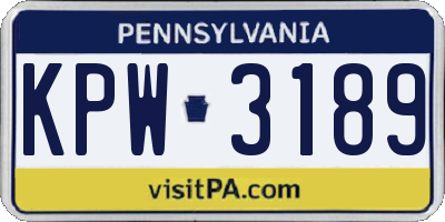 PA license plate KPW3189