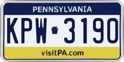 PA license plate KPW3190