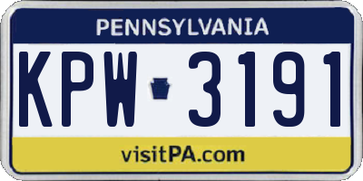 PA license plate KPW3191