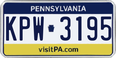 PA license plate KPW3195