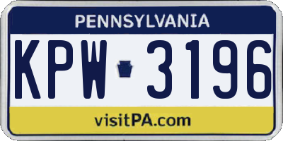 PA license plate KPW3196