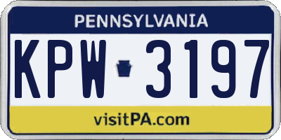 PA license plate KPW3197