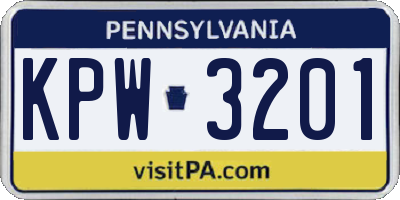 PA license plate KPW3201