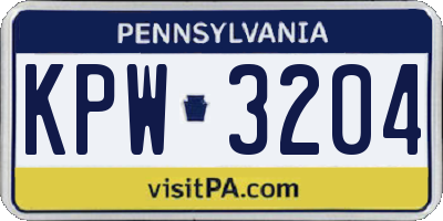 PA license plate KPW3204