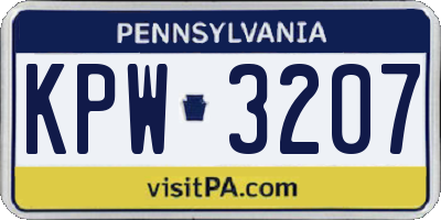 PA license plate KPW3207