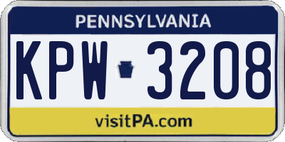 PA license plate KPW3208