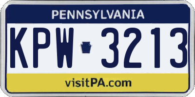 PA license plate KPW3213