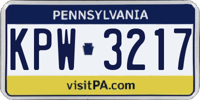 PA license plate KPW3217