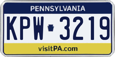 PA license plate KPW3219