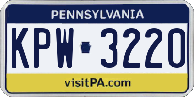 PA license plate KPW3220