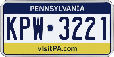 PA license plate KPW3221