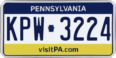 PA license plate KPW3224