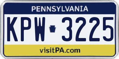 PA license plate KPW3225