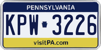 PA license plate KPW3226