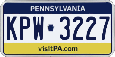 PA license plate KPW3227