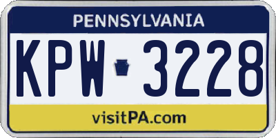 PA license plate KPW3228