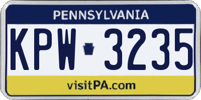 PA license plate KPW3235