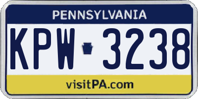 PA license plate KPW3238