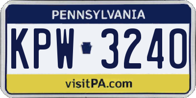 PA license plate KPW3240