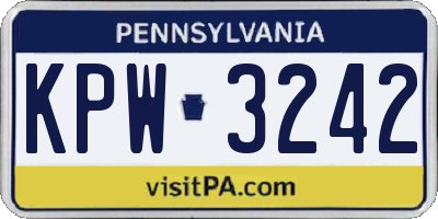 PA license plate KPW3242