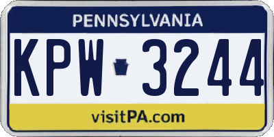 PA license plate KPW3244