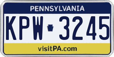 PA license plate KPW3245