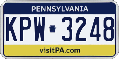 PA license plate KPW3248